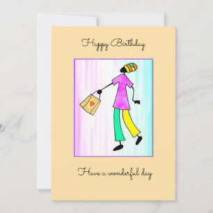 Cartão Abstrato African Art, Fashion Lady Birthday
