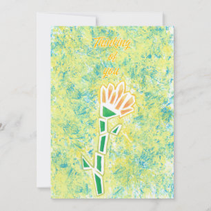 Cartão Abstrato amarelo laranja flor Pensando em você