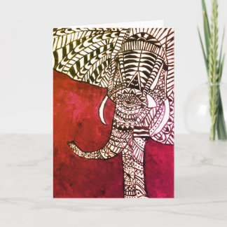 Cartão Abstrato Aztec Elephant Painting Maroon Black