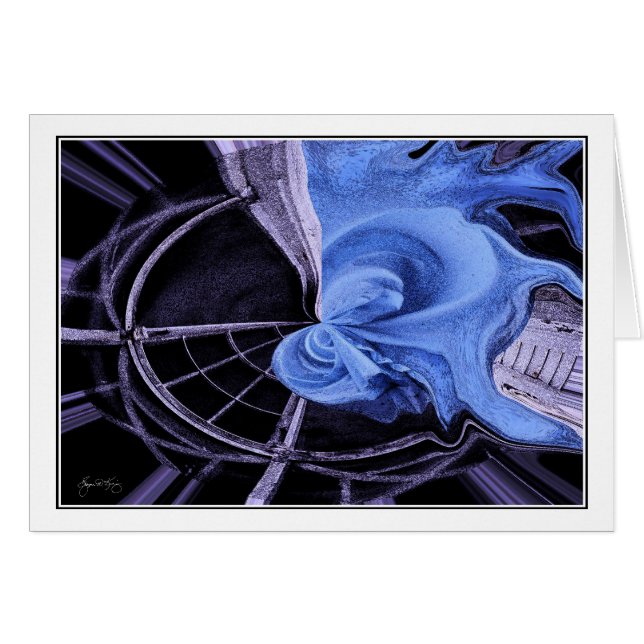 Cartão Abstrato azul da folha (Frente Horizontal)