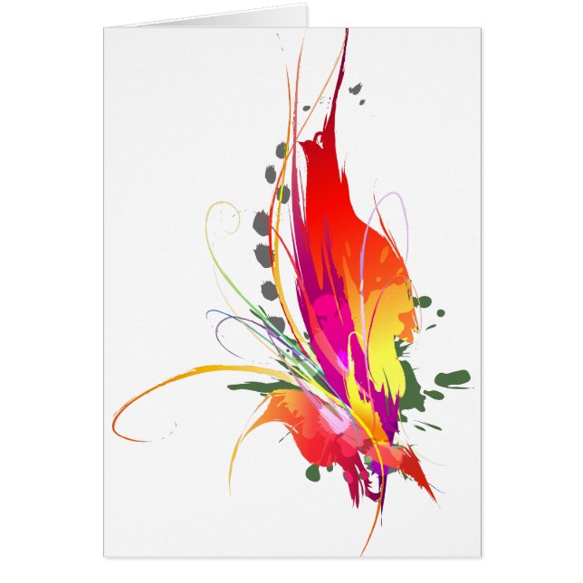 Cartão Abstrato Bird of Paradise Paint Splatters (Frente)