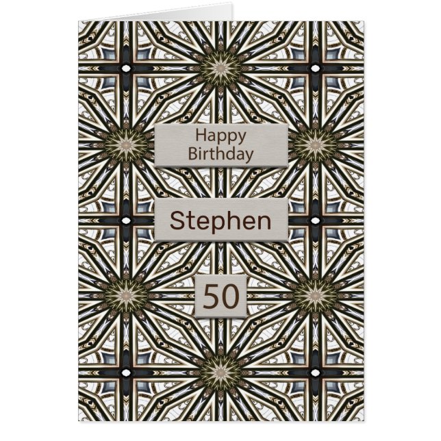 Cartão abstrato de aniversário de 50 anos Mandala Design (Frente)