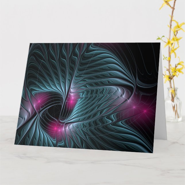 Cartão Abstrato de Fantasy Fractal Poster (Flor Amarela)