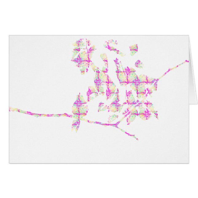 Cartão Abstrato de passarinho rosa (Frente Horizontal)