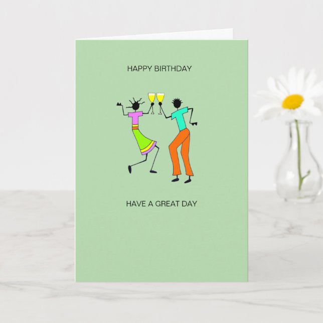 Cartão Abstrato, Feliz aniversário (Planta pequena)