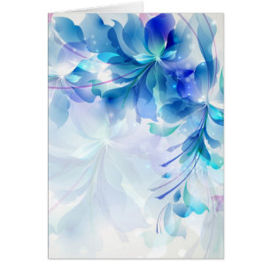 Cartão Abstrato Floral Fundo Azul E Branco