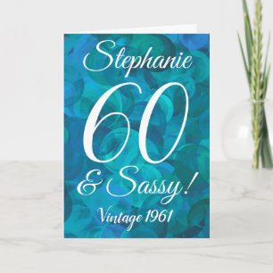 Cartão Abstrato Ocean Blue Teal 60 e Sassy Birthday