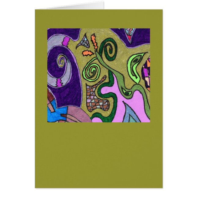 Cartão abstrato original "Elefante Dourado" (Frente)