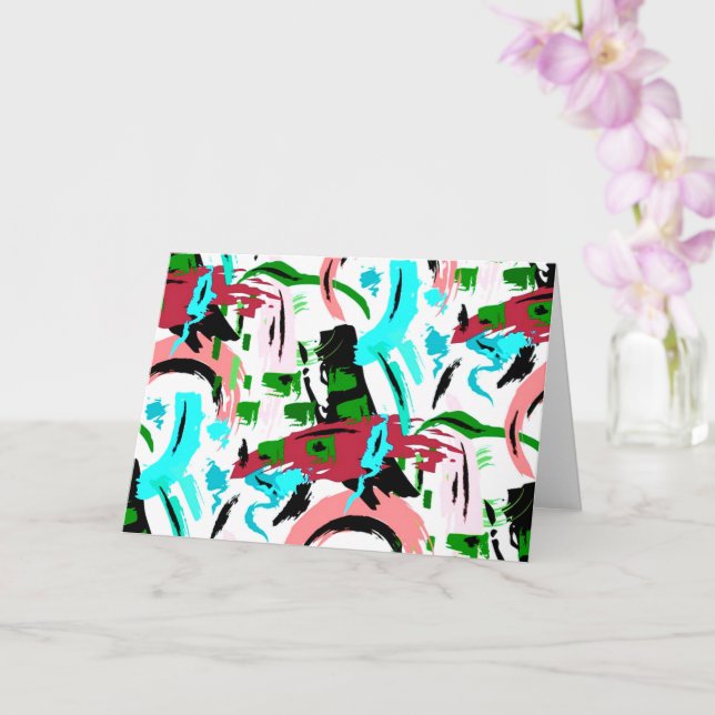 Cartão Abstrato rosa e aqua (Orquídea)