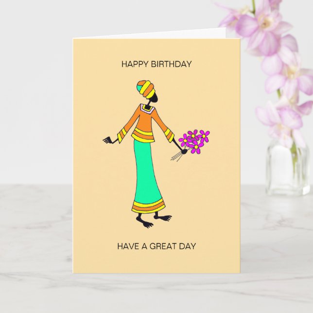 Cartão Abstrato, Senhora de Arte Africana e Aniversário F (Orquídea)