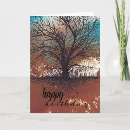 Cartão Abstrato Tree Landscape Ink Paink Art Birthday