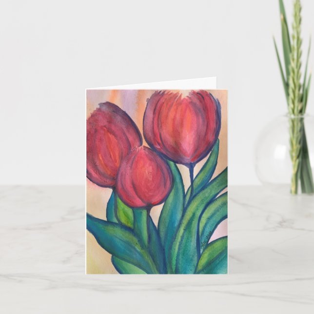 Cartão Abstrato Tulipa Placa de Vazio Pequeno (Frente)