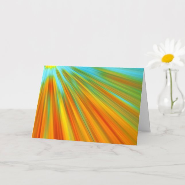 Cartão Abstrato vermelho amarelo alaranjado listras em az (Planta pequena)