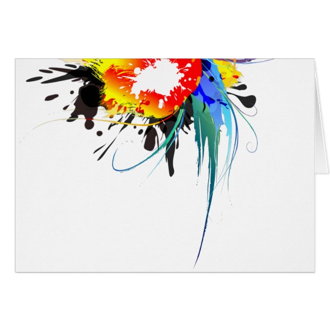 Cartão Abstrato Wild Parrot Paint Splatters (Frente Horizontal)
