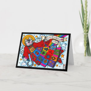 Cartão Abundant Bessings Meowd Natal Angel Cat Card