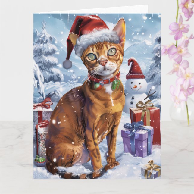 Cartão Abyssinian Cat Winter Wonderland Natal Joy (Orquídea)