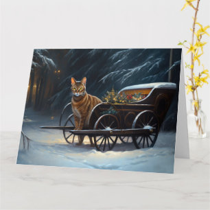 Cartão Abyssinian Snowy Sleigh Passeia Decência de Natal