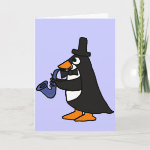Cartão AC- Penguin in a Tuxedo Playing the Saxophone Card
