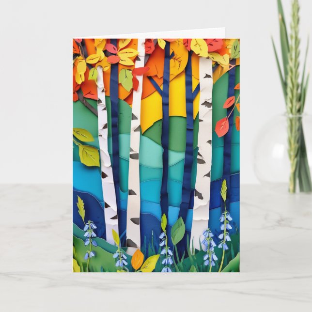 Cartão Açafrões da Primavera de Bétula (Frente)