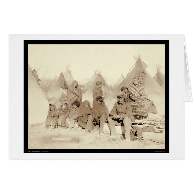 Cartão Acampamento indiano SD 1891 de Miniconjou do pé (Frente Horizontal)