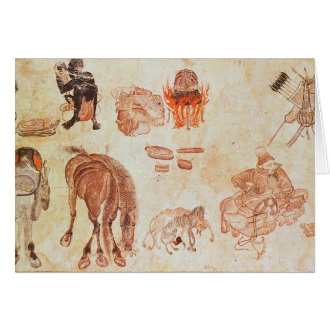 Cartão Acampamento nómada do Mongolian, século XV (Frente Horizontal)