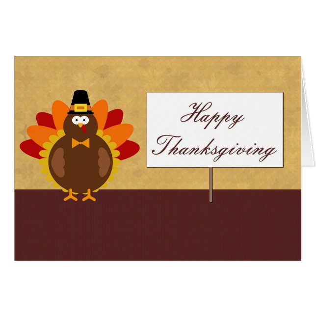 Cartão Ação de Graças a Tom Turquia (Frente Horizontal)