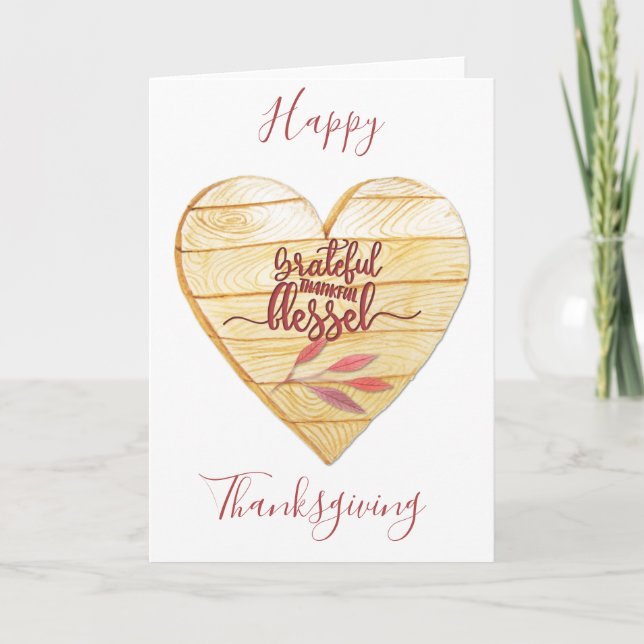 Cartão Ação de Graças Agradecido Abençoado (Frente)