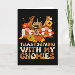 Cartão Ação de Graças Com Meu Gnomies Peru Outono Família