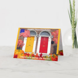 Cartão Ação de Graças das Portas da Frente Coloridas