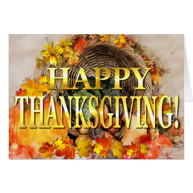 Cartão Ação de Graças de Abundance do outono (Frente Horizontal)