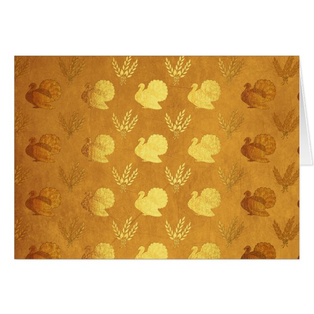 Cartão Ação de Graças de ouro com a Turquia (Frente Horizontal)