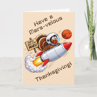 Cartão Ação de Graças Funny Space Turkey