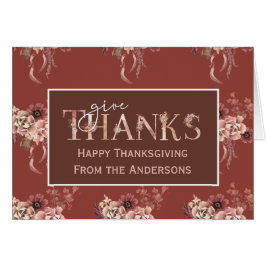 Cartão Ação de Graças Personalizada de Aquarela Floral