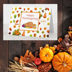 Cartão Ação de Graças Saudação Folha da Turquia