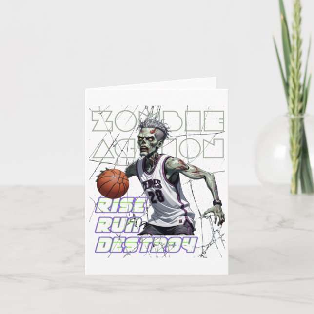 Cartão Ação Zombie de Basquete (Frente)
