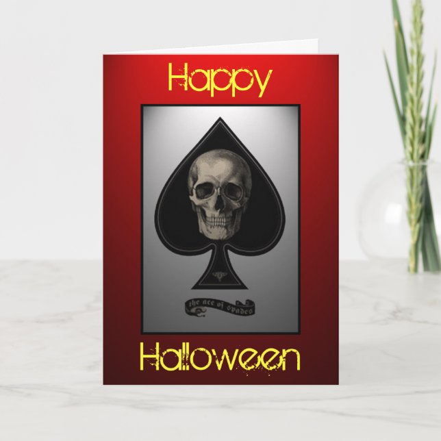 Cartão Ace of Spades Skull Halloween Card (Frente)