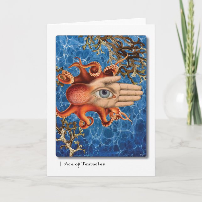 Cartão Ace of Tentacles Tarot Greeting Card (Frente)