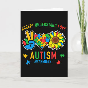 Cartão Aceitar Entender Amar Autismo Consciencialização G