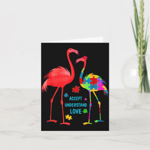 Cartão Aceitar entender amor autismo flamingo quebra-cabe
