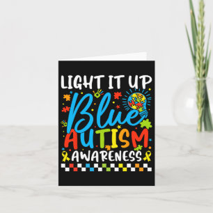 Cartão Acenda-o Autismo Azul Sensibilização Homens Quebra