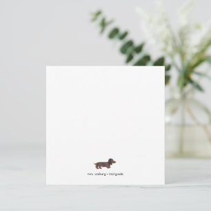 Cartão achatado de aquarela de Dachshund de pelo c