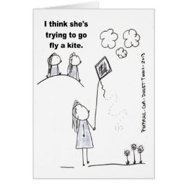 Cartão Acho que ela está tentando voar uma pipa