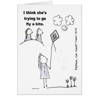 Cartão Acho que ela está tentando voar uma pipa