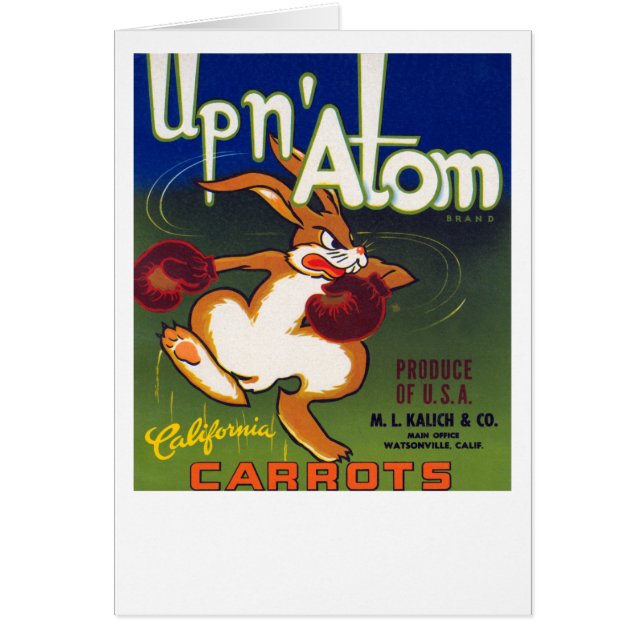 Cartão Acima das cenouras de Califórnia do átomo do n (Frente)