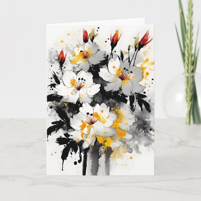 Cartão Ações - Flores de aquarela (Frente)