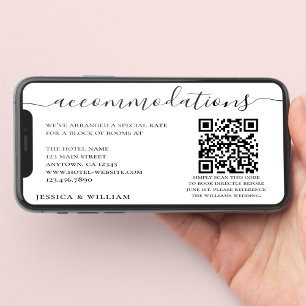 Cartão Acomodação de Hotel de Casamento com Código QR