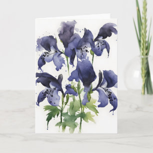 Cartão Acônito - Flores aquarela