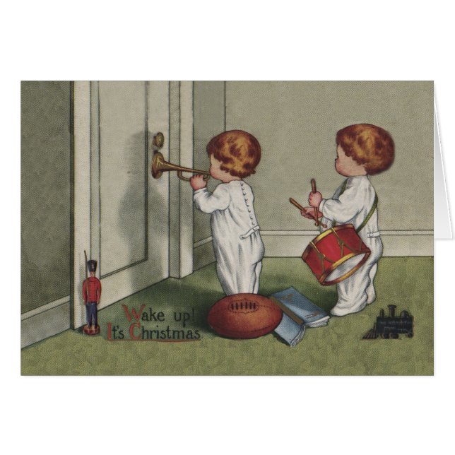 Cartão Acordar Sua linda ilustração infantil de Natal (Frente Horizontal)