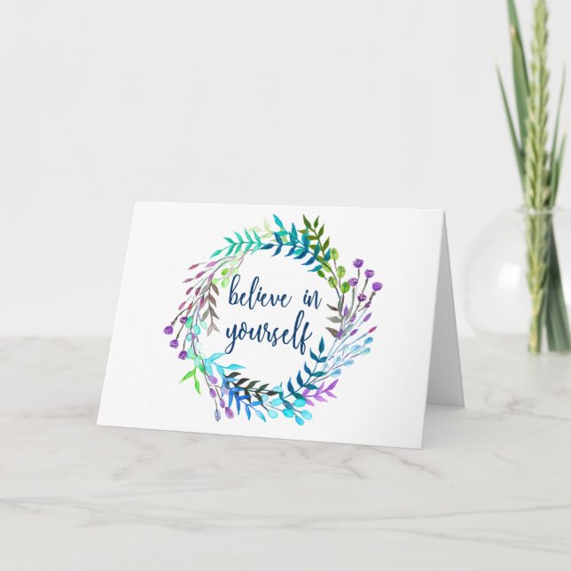 Cartão "Acredite em si mesmo" citação inspiracional (Frente)