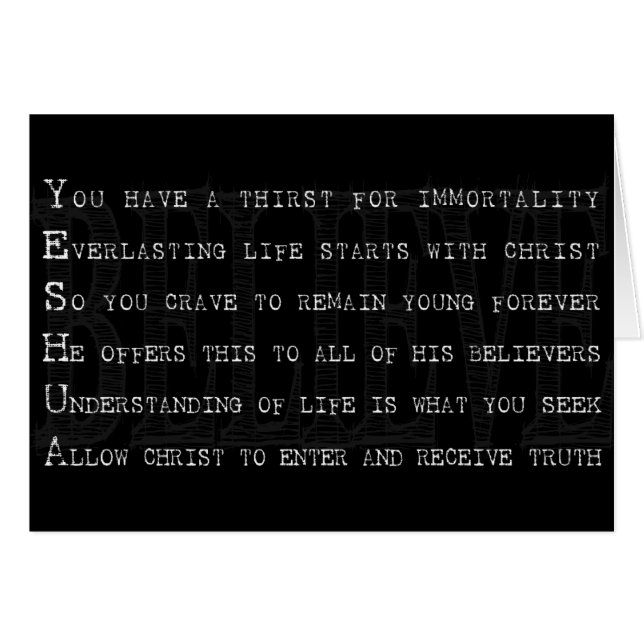 Cartão Acredite em Yeshua. cristão (Frente Horizontal)